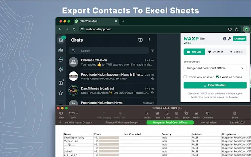 WAXP: I-export ang WhatsApp Contacts sa Excel | Mabilis at Madali - Screenshot 1